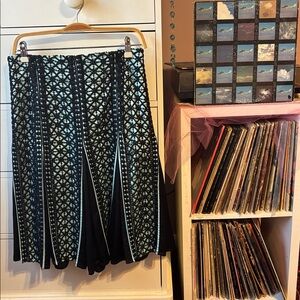 Nanette Lepore Vintage Skirt y2k 90’ Gossip Girl Ruffle Midi 8 Embroidered Satin